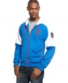 Stand out even when you go casual with this sharp hooded jacket from Puma.