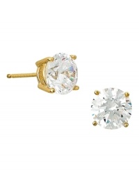 Stun them with sparkle. These CRISLU stud earrings feature round-cut cubic zirconias (2 ct. t.w.) set in sterling silver with an 18k gold finish.