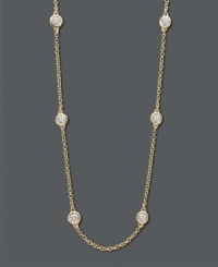 A simple strand of sparkling elegance. A delicate 14k gold chain from Trio by Effy Collection features seven stations of  bezel-set, round-cut diamonds (1/2 ct. t.w.). Approximate length: 16 inches + 2-inch extender.