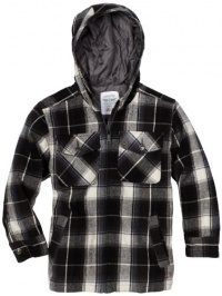 Levi's Boys 8-20 Brushed Plaid Hooded Jacket, Graphite, Medium