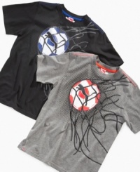 Your little soccer player will get a kick out of this Puma ball and net graphic tee.