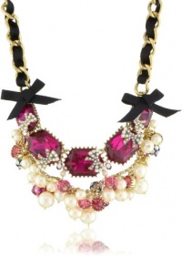 Betsey Johnson Iconic Fabulous Fuchsia Crystal and Bead Cluster Necklace