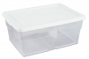 Sterilite 16448012 Storage Box, White Lid with See-Through Base, 12-Pack, 16-Quart