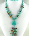 Luxury Fashion 2Row Tibet TURQUOISE MOON DISC Multicolor Long GIFT NECKLACE . .. from Hibiscus Express