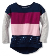 Design History Girl's Colorblock Top, Twilight Blue Combo, 4T