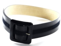 Style&Co. Wide Patent Mix Media Belt Black Size Small