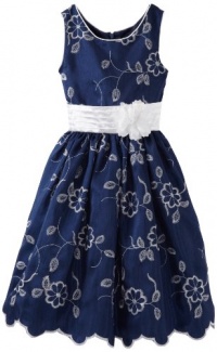 Sweet Heart Rose Girls 7-16 Embroidered Floral Dress, Blue/White, 16