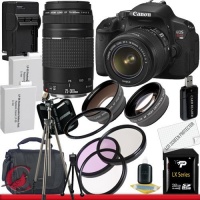 Canon EOS Rebel T4i 18.0 MP CMOS Digital SLR with 18-55mm EF-S IS II Lens & Canon 75-300 Lens + 58mm 2x Telephoto lens + 58mm Wide Angle Lens (4 Lens Kit!!!!!!) W/32GB SDHC Memory+ 2 Extra Batteries + Charger + 3 Piece Filter Kit + UV Filter + Full Size T