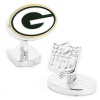 Officially Licensed NFL Logo Palladium Enamel Cufflinks - Packers