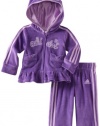 adidas Baby-Girls Infant 2 Piece Princess Velour Set, Dark Purple, 24 Months