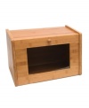 Baked to last. Tuck rolls, loaves and pastries safe inside this bamboo bread box to keep them tasting as fresh as the day you baked or bought them. A glass window helps you keep tabs on what's left.