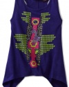 Baby Phat - Kids Girls 7-16 Sharkbite Tank Top, Purple, Large