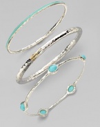 From the Silver Wonderland Collection. Five delicate faceted ovals of bright turquoise are set in a graceful bangle of hammered sterling silver. Turquoise Sterling silver Diameter, about 2¾ ImportedPlease note: Bracelets sold separately. 