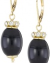 Anne Klein Alder Gold-Tone Topaz Black and Crystal Lever Back Drop Earrings