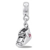 DaVinci Pink Crystal May Birthstone Hightop Shoe European/Memory Dangle Charm Double Sterling Layered Bead - Fits Pandora Bracelets