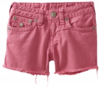 True Religion Girls 7-16 Dolly Cut Off Short with Tonal Stitching, Berry, 8