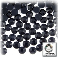 144pc flatback Acrylic Rhinestones Round 7mm - 34ss Jet Black