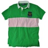 Polo Ralph Lauren Men's Custom Fit Pieced Rugby, Polo Green/Pink, L