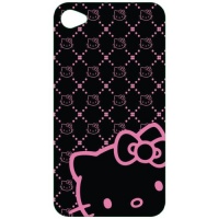 HELLO KITTY KT4488BK4 iPhone 4 Polycarbonate Wrap - Retail Packaging - Black/Pink