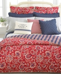 Bring coastal countryside charm to your room with this Villa Martine sham from Lauren Ralph Lauren, featuring a dramatic red floral motif and jute trim. Center split back closure.