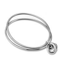 Symbolic of everlasting love and timeless style, Breil's polished bangles feature an overlapping knot design while adding a stylish layered effect. Crafted in stainless steel. Approximate diameter: 2-1/5 inches.