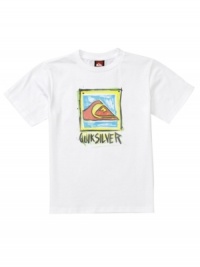 Get colorful. Brighten up his everyday style subtly with this graphic t-shirt from Quiksilver.