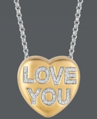 Add a little romance. Sweethearts' adorable heart pendant features the sweet words, LOVE YOU in round-cut diamond (1/6 ct. t.w.). Set in 14k gold over sterling silver and sterling silver. Copyright © 2011 New England Confectionery Company. Approximate length: 16 inches + 2-inch extender. Approximate drop: 5/8 inch.