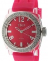 TKO ORLOGI Women's TK551-PK Milano Ice Swarovski Crystal Accented Plastic Case and Rubber Strap Watch