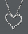 Cherish matters of the heart - give her the gift she'll love for a lifetime. This beautiful necklace features certified near colorless round-cut diamond (1 ct. t.w.) in an open heart pattern. Crafted in 14k white gold. Approximate length: 18 inches. Approximate drop: 7/8 inch.