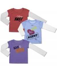 She'll look like a winner in one of these cute and cozy long-sleeve slider tees from Nike.