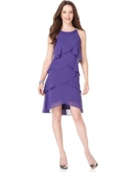 Chic draped tiers make this SL Fashions dress an elegant option for your next formal occasion. The necklace-like feature at the neckline and its tulip hem complete the charm! (Clearance)