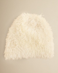 On a sled or little skis, your little snow bunny will float over the slopes in this soft, feathery slouchy hat from Echo.