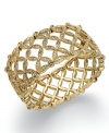 Slip-on style has never been more stylish. This Charter Club basket weave bracelet blends an eye-catching design with topaz-hued glass stones. Bracelet stretches to fit wrist. Crafted in gold tone mixed metal. Approximate diameter: 2-1/4 inches.