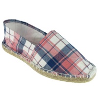 Capelli New York Plaid Espadrille With Side Detail, Crochet Stitching On Rubber Outsole