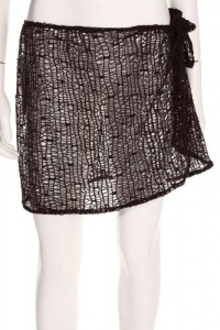 J Valdi Brown Side Tie Mesh Cover-up Wrap Skirt, Large / X-Large