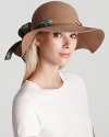 Trade in your summer sun hat for San Diego Hat Company's floppy wool one-the printed ribbon tie makes it a head-turner.