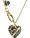 Betsey Johnson Status Leopard Heart Pendant Long Necklace