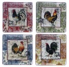 Certified International Lille Rooster 10-1/2-Inch Square Dinner Plate, Assorted Designs, Set of 4