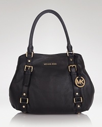 A handbag that you'll have forever, and wear with everything: this classic, MICHAEL Michael Kors satchel is the best of both, styled in rich leather.