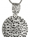 Sterling Silver Oxidized Bali Filigree Circle Necklace, 18