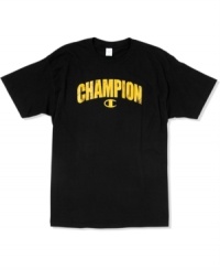 It's basic. Get casual comfort and style in a cinch with this graphic t-shirt from Champion.