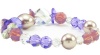 Multicolor Round Swarovski Elements Crystal Amethyst Beads and Pearls Bracelet for Women