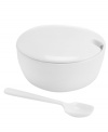 Set 5-star standards for your table with this condiment bowl and spoon from Hotel Collection. Balancing a delicate look and exceptional durability, the translucent Bone China dinnerware collection is designed to cater virtually any occasion.