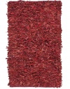 Safavieh Leather Shag Rug, Red, 4' x 4' Round