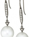 TARA Pearls White South Sea 10x11m Black Rhodium Pearl Earrings