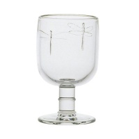 La Rochère Set of 6 Dragonfly Décor Footed Goblets, Clear, 9.5-Oz