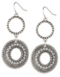 Jessica Simpson Crystal Double Ring Silver-Tone Earrings