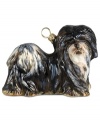 Just begging for a home, this Lhasa Apso ornament has puppy dog eyes and a beautiful coat in hand-painted glass by Joy to the World.