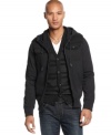 Layer up in sleek style with this handsome hoodie from Marc Ecko Cut & Sew.