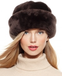 Let it snow; you'll be warm and cozy with this  chic shearling hat from Surell that makes a cold winter wind seem like a summer breeze.